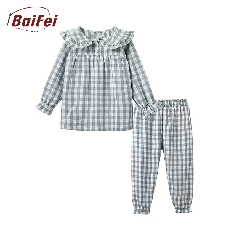 OEM Matching 2 pic Christmas Button Cotton Bamboo Kids Pajamas Set For Family Sleepwear Baby Gril Clothes Manufacturer