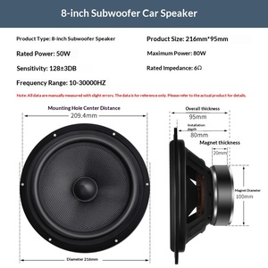 Haut-parleur coaxial universel OLIVER 8 pouces à aimant puissant, pleine fréquence, pour autoradio, avec garantie de 12 mois - Product Image 1