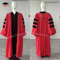 Jubah Wisuda Doktor Klasik Deluxe Berkualitas Tinggi untuk Upacara Sekolah