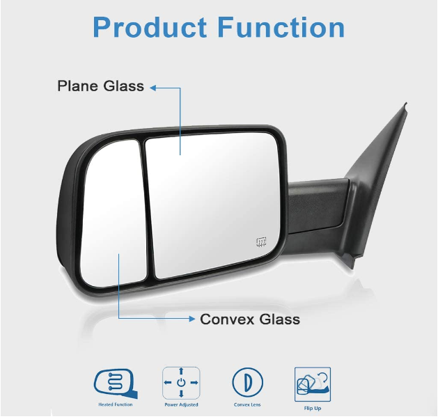 Side Mirror Car Exterior Mirror With Power Heated Turn Signal Light For 02-08 Dodge Ram