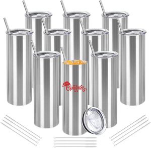 Ensemble de gobelets droits et fins de 20 oz, gobelets de voyage fins en acier inoxydable, lot de 50, cadeau d'anniversaire à faire soi-même, argent - Product Image 3