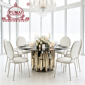 Modern Design Silver Stainless Steel Round Luxury <b>Tables</b> and Chairs Wedding - Product Image 1