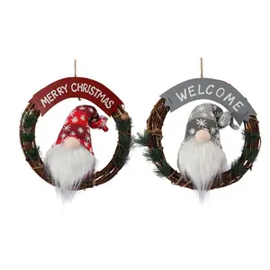 13 дюймов скандинавские Nisse Elf шведский Tomte Santa Gnome плюшевый венок из ротанга для новогоднего праздника украшения передней двери