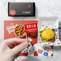 Combinaison Hamburger Box Set Impression Logo Restauration rapide À emporter Papier ondulé Burger Boîte pour petit déjeuner Boutique