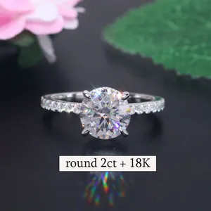 Yingma 14K oro sólido joyería anillos de boda moissanite anillo 18K oro/9K/plata elegante 2ct moissanite anillo de compromiso para mujeres