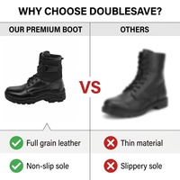 Bottes de randonnée tactiques en cuir pleine fleur noir pour hommes, usage professionnel et d'aventure en plein air, OEM ODM personnalisé, ISO CE