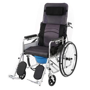 Silla de ruedas plegable portátil de doble cojín para discapacitados, muebles de hospital fáciles de llevar con ruedas - Product Image 6