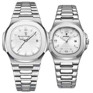 Relojes <span class=keywords><strong>de</strong></span> Pareja POEDAGAR 613 / 789 / 708 Plateados, Azules y Verdes, Reloj <span class=keywords><strong>de</strong></span> Cuarzo <span class=keywords><strong>de</strong></span> Acero Inoxidable para Mujer y Hombre, Reloj para Hombre para Enamorados - Product Image 4