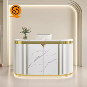 Balcão de Informação em Superfície Sólida Shinestone, Balcão de Recepção em Forma Especial, Balcão de Transmissão Rosa - Product Image 1