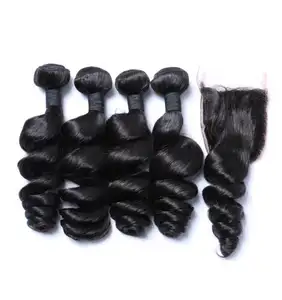Cheveux humains brésiliens Loose Deep Wave, vente en gros, tissage de cheveux naturels, vague naturelle, cheveux vierges plus ondulés, perruque frontale Deep Wave