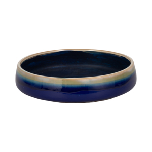 Vaso in Ceramica Largo con Smalto Blu per Uso Interno ed Esterno, Decorativo per Piante Succulente - Product Image 2