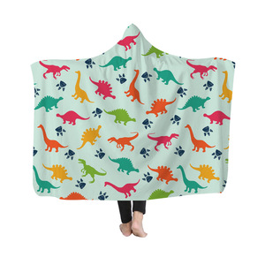 Drop Shipping coperta con cappuccio indossabile in velluto di cristallo di alta qualità stampata su richiesta con motivo dinosauro comfort <span class=keywords><strong>mantello</strong></span> coperte con cappuccio - Product Image 3
