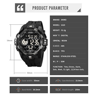 Montre de sport numérique multifonctionnelle SKMEI 2123 avec grand cadran, alarme, chronomètre et affichage LED pour hommes