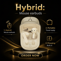 Souris sans fil 2-en-1 avec étui de chargement et écouteurs intégrés – Accessoire de voyage pour ordinateur portable et bureau