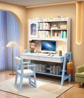Bureau d'étude en bois massif avec étagère et hauteur réglable pour enfants et bureau à domicile - Vente en gros