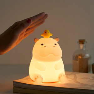 <span class=keywords><strong>Veilleuse</strong></span> Hippopotame Mignonne en Silicone Souple, Lampe LED Rechargeable pour Chambre de Bébé, Lampe de Chevet pour Crèche - Product Image 2