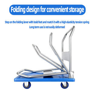 Beban plastik pekerjaan berat Flatbed Push <span class=keywords><strong>Cart</strong></span> <span class=keywords><strong>Dolly</strong></span> lipat Platform troli tangan - Product Image 3