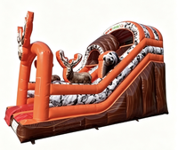 Château gonflable commercial à thème cerf et élan forestier, avec toboggan, en PVC, pour enfants, idéal pour la location d'événements et les fêtes