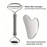 Outils de massage facial Gua Sha et rouleau facial double tête en acier inoxydable rafraîchissant pour la routine de soin de la peau des femmes