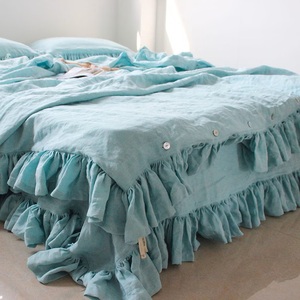 Ruffle <b>Bedding</b> <b>Set</b> of 3, Linen Ruffle Duvet Cover and Two Pillowcases From 100% Organic, Queen King Twin XL All Size <b>Bedding</b> <b>Set</b> - Product Image 1