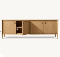 Meuble TV console de rangement à quatre portes en bois massif, fait main, style moderne, pour salon de ferme, hôtel et villa, en chêne, RH OEM