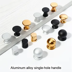 Puxador de Porta Nórdico de Luxo Leve com Furo Único, Clássico Moderno Americano em Liga de Alumínio Dourado e Preto para Armários de Sala de Estar e Closets - Product Image 2
