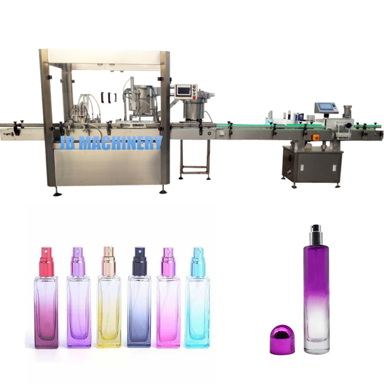 JB-PX4 Automatic perfume bottle filling capping machine aluminum spray head crimping machine Cologne liquid bottling machine