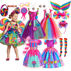 Gaun Tutu Permen Pelangi Lollipop untuk Anak Perempuan 3-10 Tahun Kostum Putri Permen dengan Ikat Kepala Purim <span class=keywords><strong>Halloween</strong></span> Gaun Pesta Ulang Tahun - Product Image 1