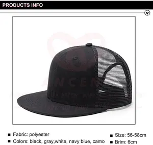 Logo personalizzato 3D ricamo Snap Back Flat Five 6 Panel Blank Hiphop Snapback Mesh Cap cappelli
