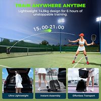 Machine à balles de tennis PUSUN Smart Pro, 10 modes d'entraînement, télécommande via application, lanceur portable, capacité de 85 balles, portée de 65 pieds