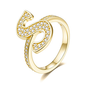 Luxury 18K <b>Gold</b> Plated Moissanite <b>Cocktail</b> <b>Ring</b> Letter D Pave Setting Round Brilliant Cut 925 Silver Unisex Jewelry - Product Image 2
