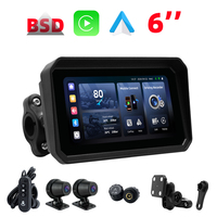 Écran de navigation GPS 6 pouces pour moto avec CarPlay et Android Auto, caméra DVR BSD, TPMS, antivol magnétique détachable