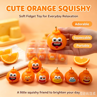 Mainan Fidget Squishy Oranye untuk Anak Perempuan & Laki-laki, Lembut, Penghilang Stres, Bentuk Buah Lucu dengan Ekspresi yang Dapat Berubah