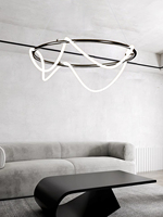 Lustres minimalistes en acier inoxydable avec bande LED néon, lampes suspendues tendance noir/or, décoration de salon