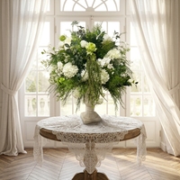 Boule de fleurs artificielles blanches et vertes style Monet, centre de table floral en soie blanc et vert pour mariage, événement ou décoration de fête