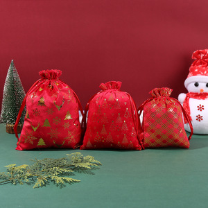 QIAN LI Christmas Velvet Gift Bags 15x20cm 10x15cm 13x18cm Hot Stamping Festival Gift Packaging - Product Image 2