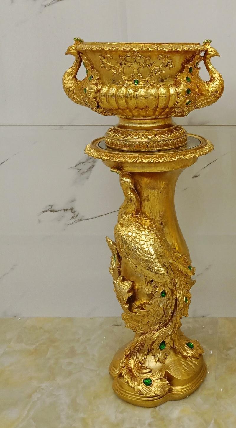 Peacock Floor Vase/Ancient Gold