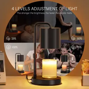 Candle Warmer Lamp Adjustable Height Dimmable With Timer Compatible With Large Jar Scented Candles No Flame With 2 Bulbs