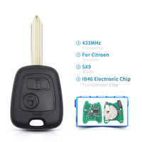Frekuensi 433 dilengkapi dengan Remote Control 2 tombol 46 Chip untuk Peugeot Citroen, cocok untuk Citroen C2 C3 C4 / Peugeot Partner