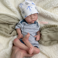 Poupée Bébé Reborn Garçon en Silicone de 44 cm, Mignonne, Dormante, Corps Souple, avec Couches Peintes à la Main, Cils Implantés, Cadeau Réaliste