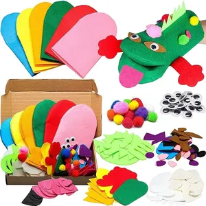Custom 6Pcs Hand Puppet Making Kit for Kids Art Craft Felt Toys Make Your Own Sock Puppet DIY Material Kits