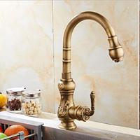 Robinet pivotant à 360 degrés, ancien bronze, robinet de cuisine de luxe avec pomme, un trou