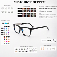 Personnalisation de lunettes optiques en acétate haut de gamme, fabriquées à la main, monture rectangulaire durable, confortables pour un usage quotidien, OEM/ODM