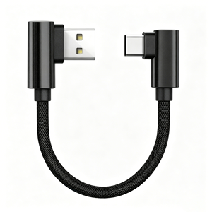 Cavo USB-A a Type-C a L ad Alta Velocità 3A per Ricarica Rapida, 25cm, Trasferimento Dati USB 2.0, Cavo di Ricarica Corto a 90 Gradi - Product Image 1