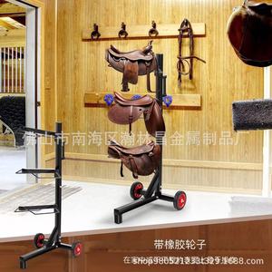 ชั้นวางอานม้าเหล็กสีดำมีล้อ สำหรับจัดเก็บและโชว์อุปกรณ์ขี่ม้า - Product Image 5