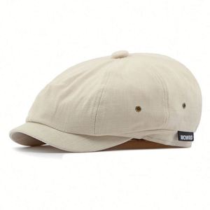 Summer Breathable Vintage British Beret <b>Hat</b> <b>for</b> Men Daily Casual Solid Color 8 Panels Newsboy <b>Hat</b> - Product Image 4