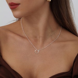 YILUN Collana Minimalista con Pendente a Doppio Cerchio Intrecciato in Argento Sterling 925 Placcato Rodio per Donne, Gioielli Raffinati - Product Image 4