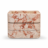 Meuble-lavabo mural moderne en marbre rose naturel avec vasque intégrée et plan de toilette en pierre