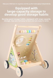 Carrello Montessori in Legno con Maniglia per Bambini, Giocattolo Educativo per Centro Attività, per Bambini dai 18 Mesi in Su - Product Image 3