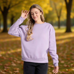 Sudadera de Cuello Redondo para Mujer, 100% Algodón, Manga Larga, Color Sólido, Corte Regular Informal, para Todas las Temporadas - Product Image 2